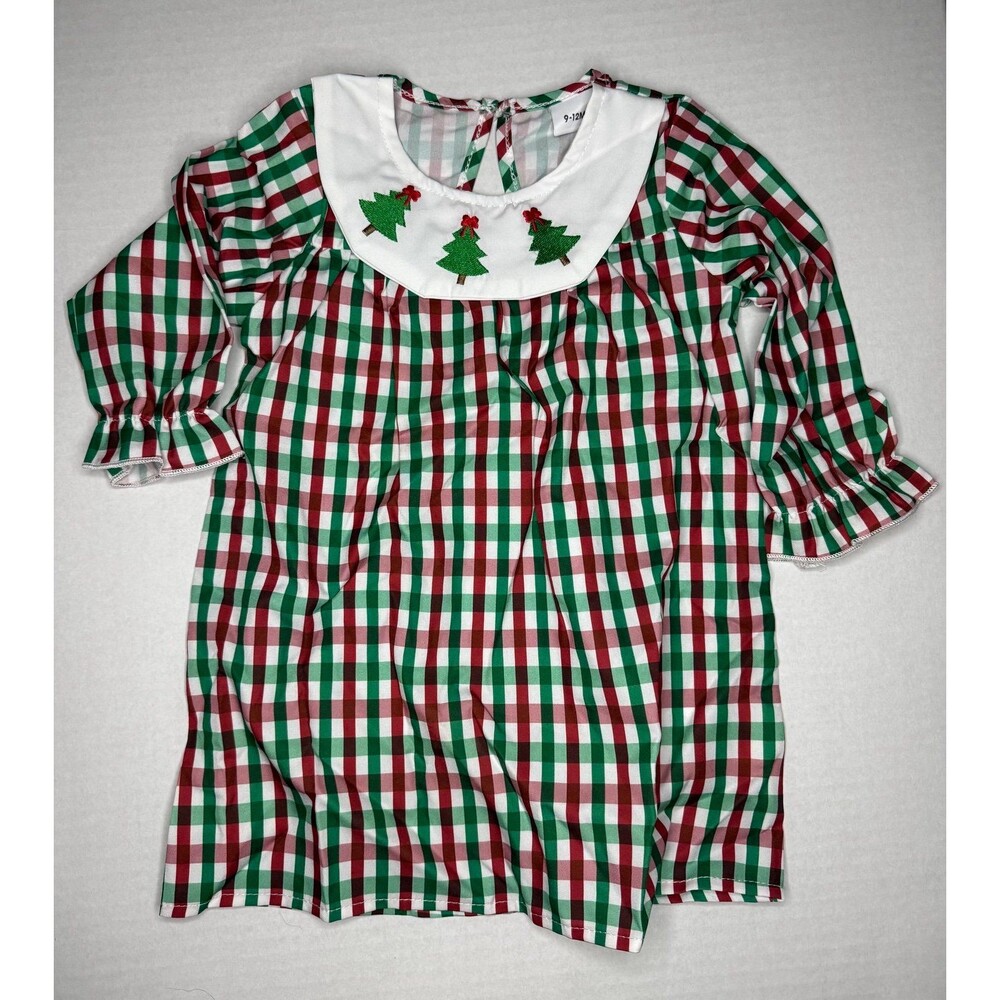Baby Girl Christmas Plaid Dress Red Green Size 9 12 Months two available